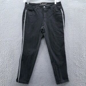 G Sculpt by Giuliana 101 Skinny Jeans Womens 16 True Black Glitter Stripe Slit